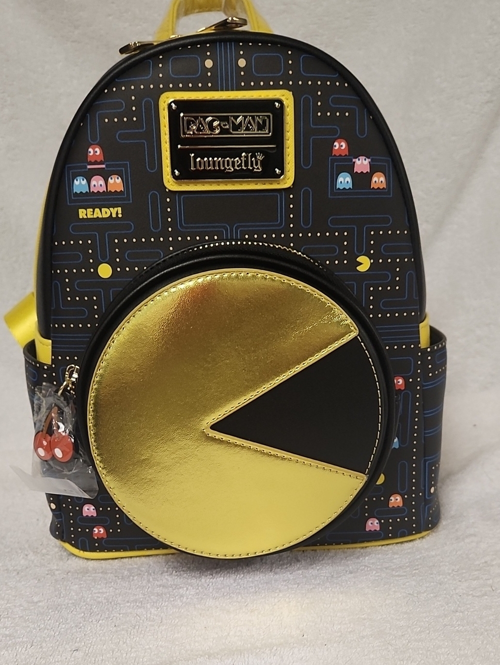 Loungefly Black and Gold Pac-Man Kids Mini Backpack